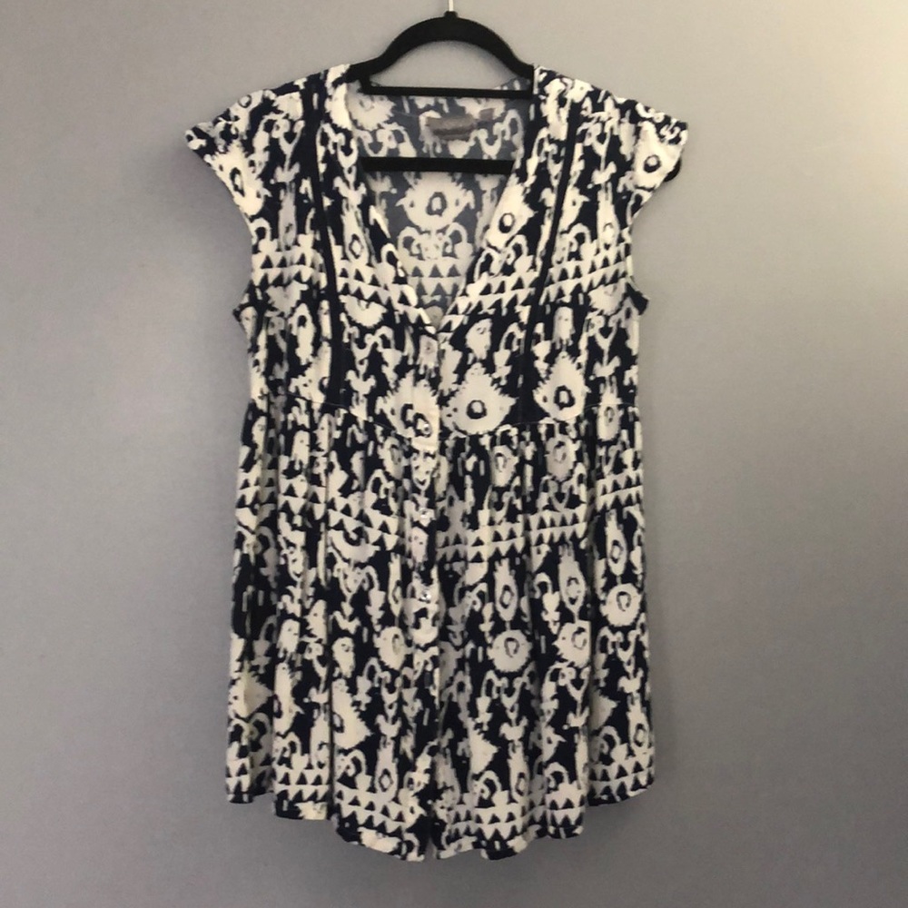 Vanessa Virginia Navy & White Blouse